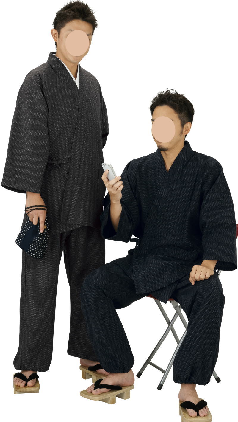 先染ドット柄作務衣 伝-5088 伝-5087 作務衣